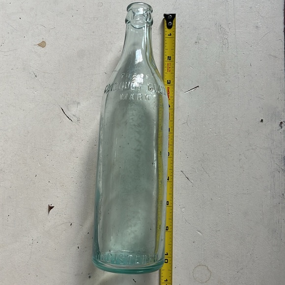 VINTAGE CLICQUOT CLUB TRADE MARK SODA BOTTLE Aqua Embossed Blue Green Glass - Picture 13 of 13